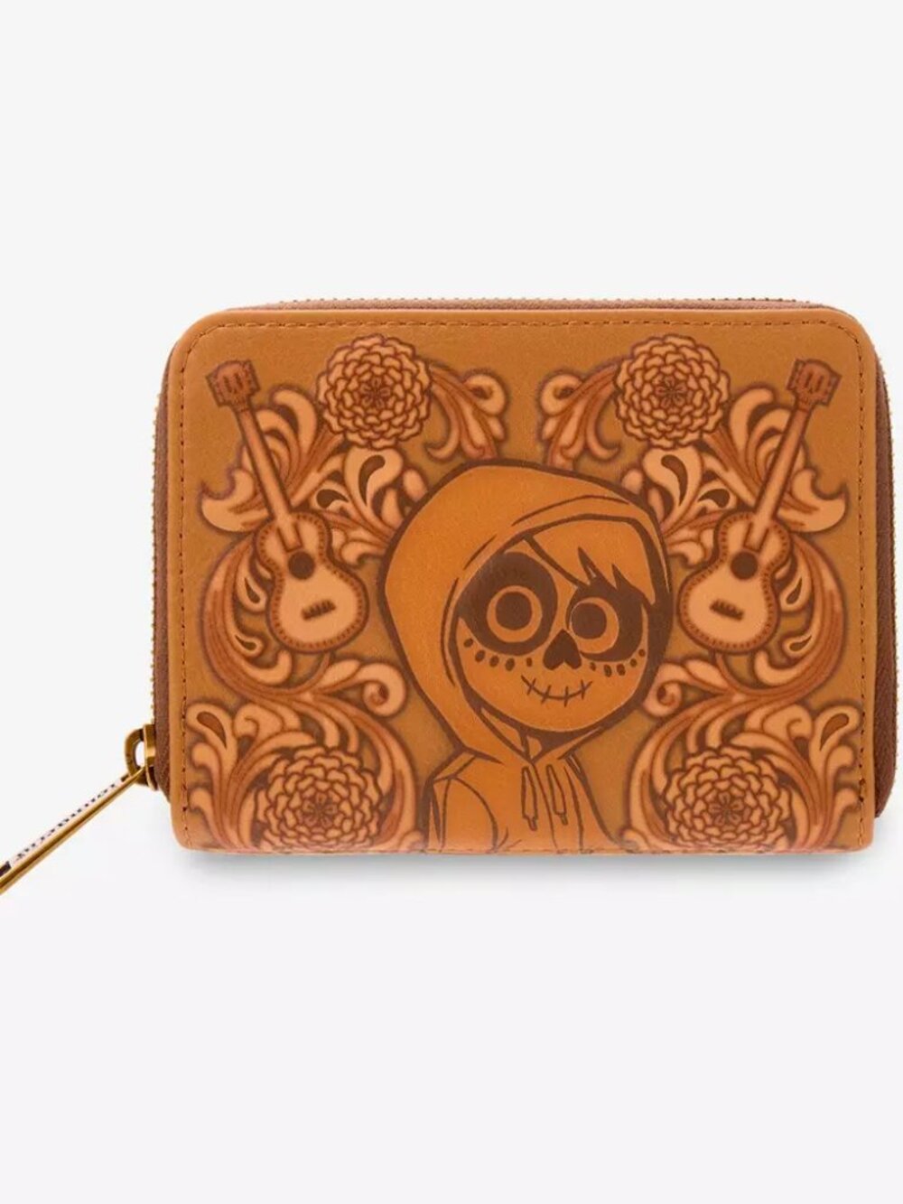 Loungefly Disney Pixar Coco Wallet Miguel Floral Tonal Brown Zip Around New